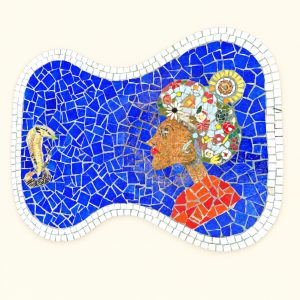 Hypnose exotique — œuvre en mosaïque sur fond ivoire
