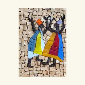 Souffle de vie — œuvre en mosaïque sur fond ivoire